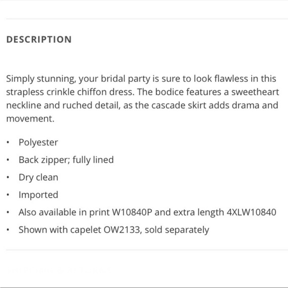 David’s Bridal • Strapless Crinkle Chiffon Dress with Cascade Skirt in Petal - Picture 3 of 10